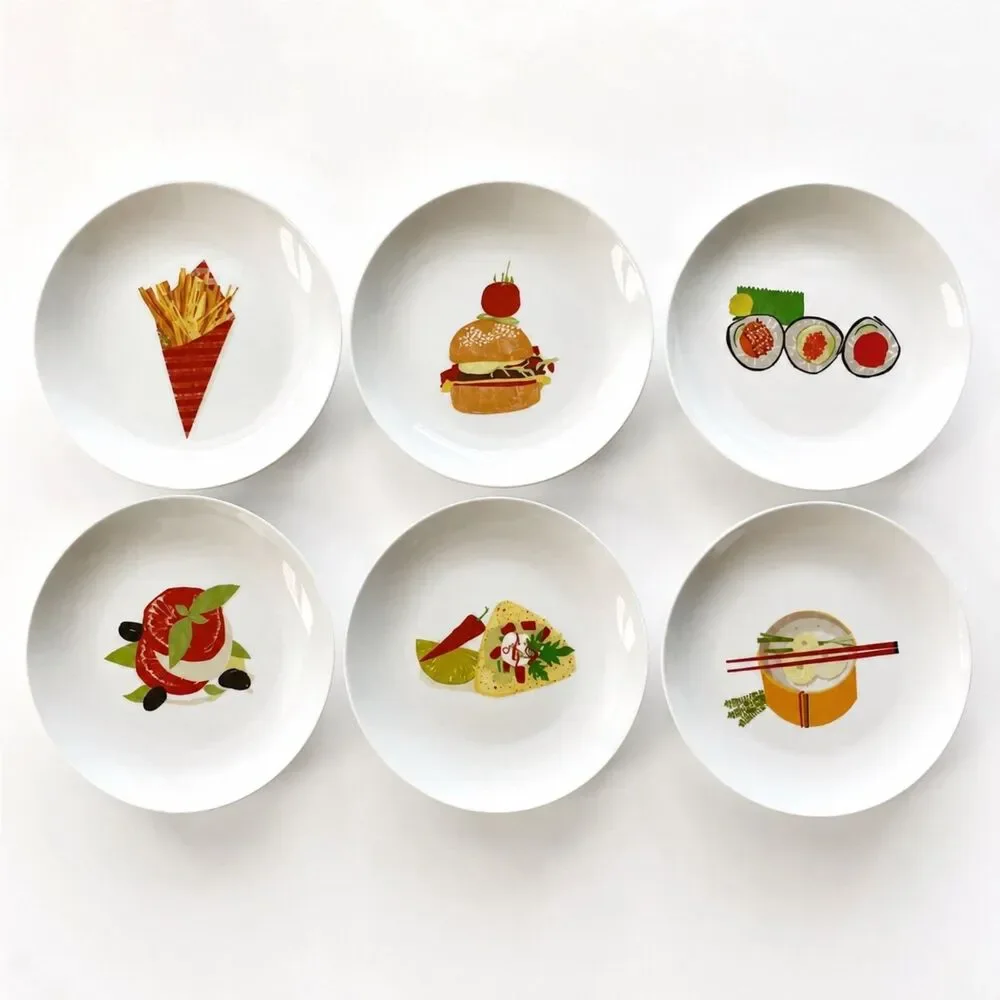 Crate & Barrel Global Bites Appetizer Plates Set of 6 – 6.75